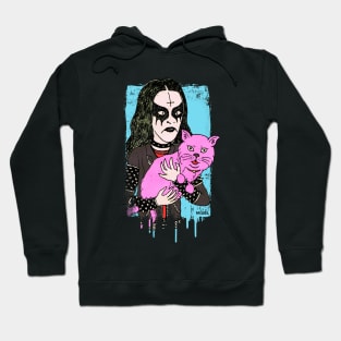 metal head pink cat Hoodie